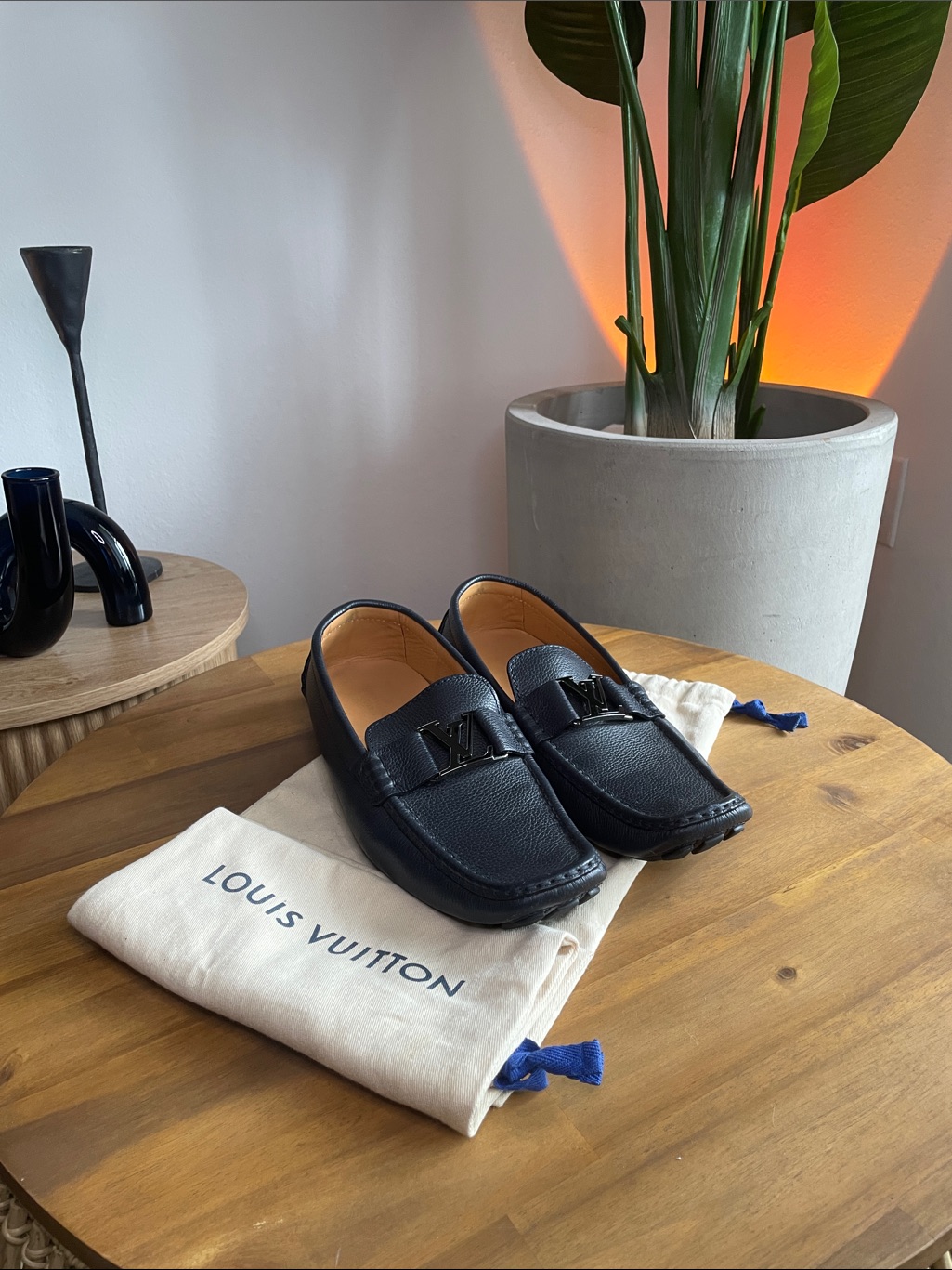 Louis Vuitton Black Pebbled Leather Slip-On Loafers With Lv Bit